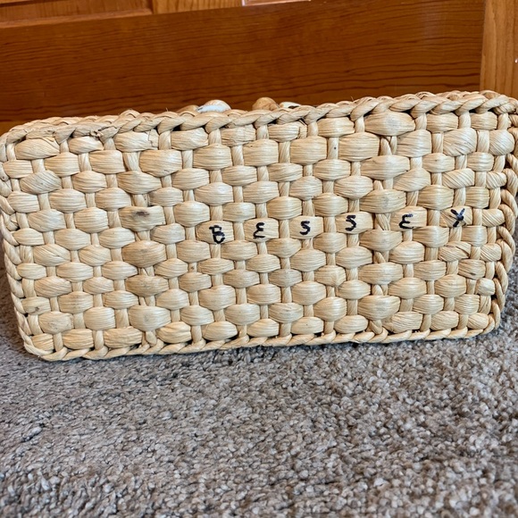 Vintage Woven Straw Handbag with Shell Decoration - Picture 3 of 6